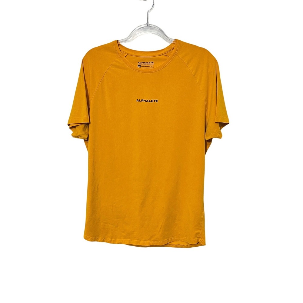 Alphalete Performance Fit Shirt Mens XL Yellow‎ Short Sleeve Cotton Spandex Logo